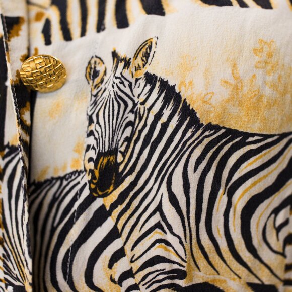 Vintage Escada Zebra Animal Print Silk Blouse - Picture 7 of 11